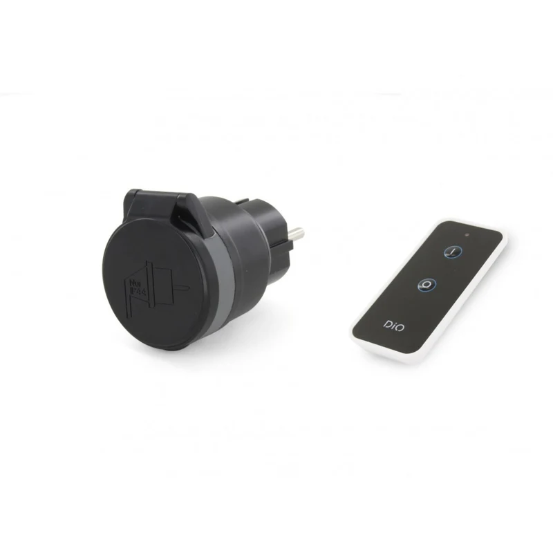 Prise nano extérieure IP44 - 3500W + télécommande - Noir et Gris - DiO