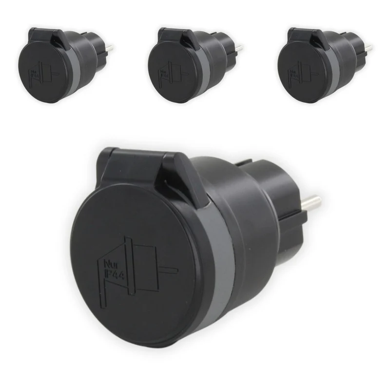 Lot de 4 minis prises étanches télécommandées DiO - IP44 - 3500W - Noir - Chacon