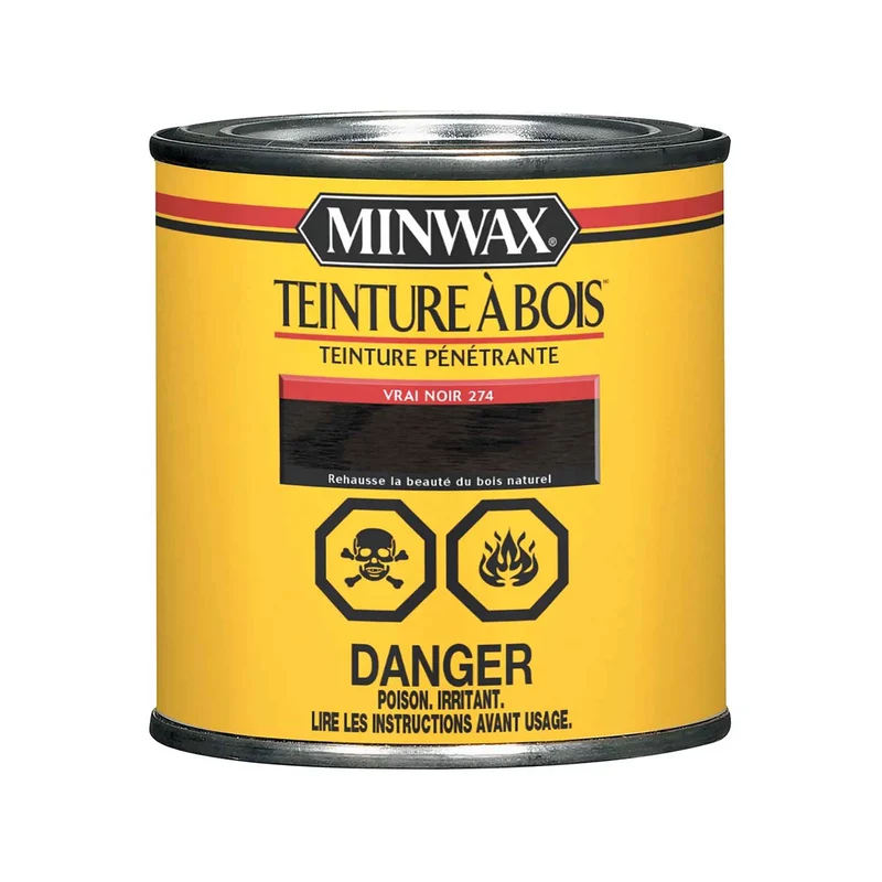 Teinture à bois semi-transparent vrai noir, 236 ml