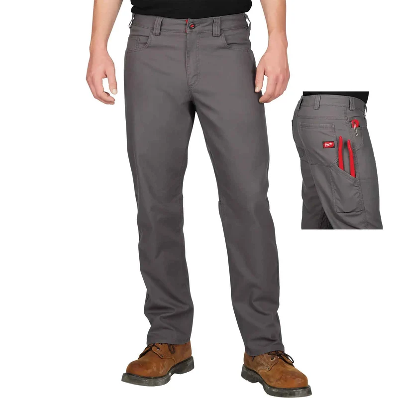Pantalon de travail flexible et robuste pour homme, gris (32 x 30)