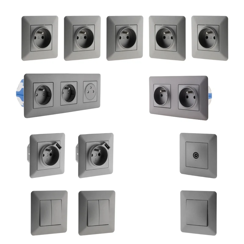 Set de 2 interrupteurs + prise 16A + prise USB + prise TV - Artezo - Zenitech