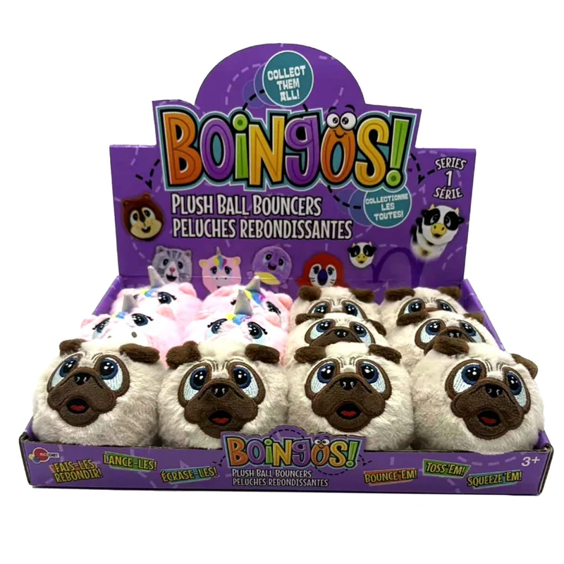 Balle en peluche rebondissante Boingos, choix entre 6 modèles