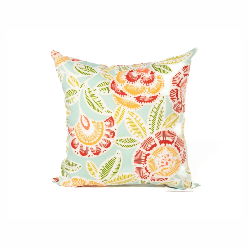 Coussin d’extérieur de 18" x 18", motif de feuilles et fleurs