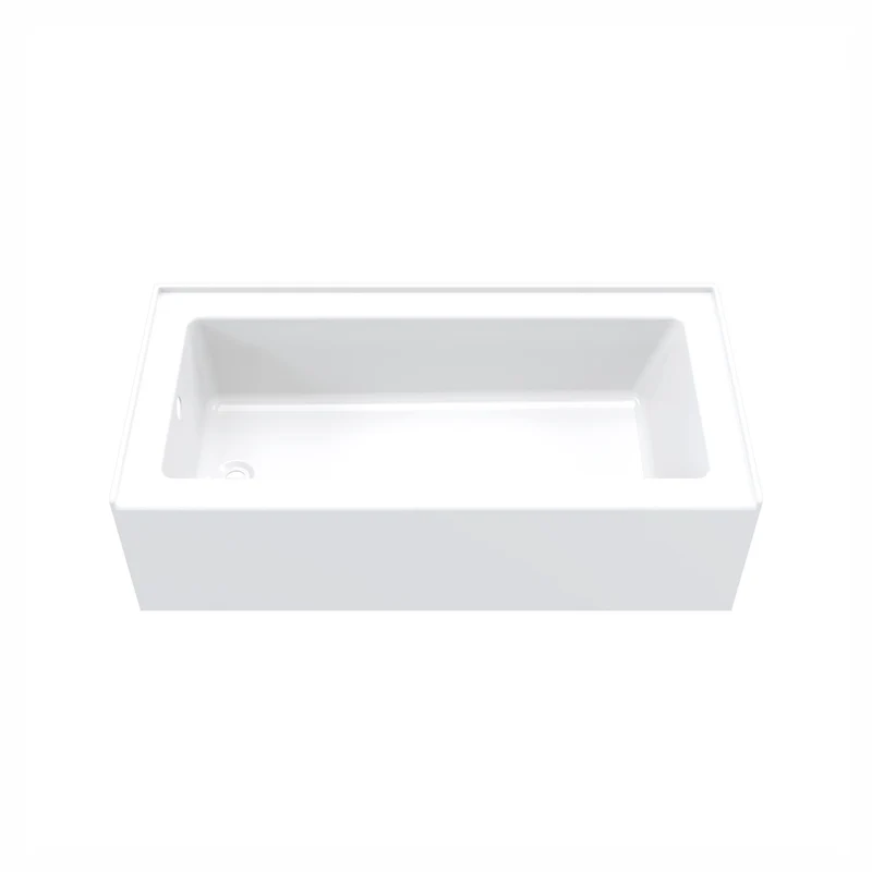 Baignoire rectangulaire à encastrer avec jupe basse AFR et drain à gauche, 60'' x 30'' x 17''