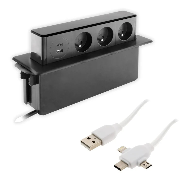 Multiprise encastrable 16A + câble USB universel Quick Charge OFFERT - Otio