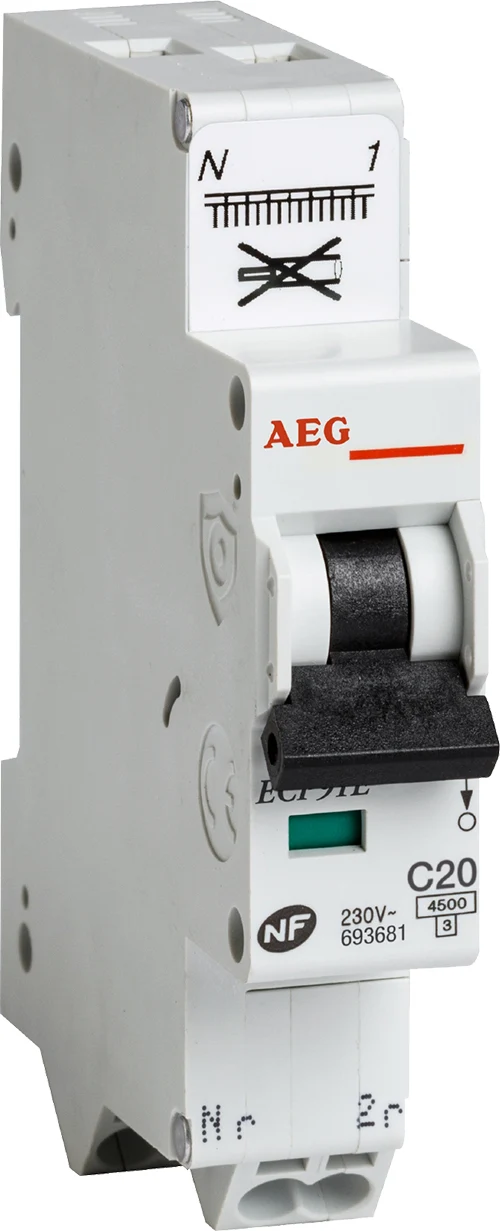 Disjoncteur à connexion automatique PH/N 4,5KA Type AC - AEG