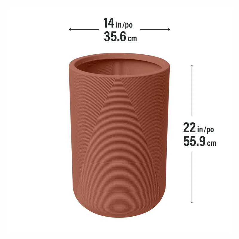 Jardinière Gavin en résine durable, 14" x 22" (argile rose)