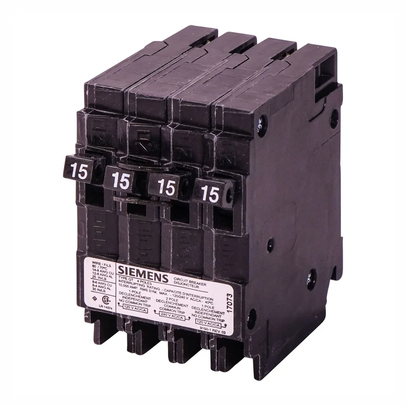 Disjoncteur Q QUAD unipolaire et bipolaire, 2 x 15 A unipolaire / 1 x 15 A bipolaire