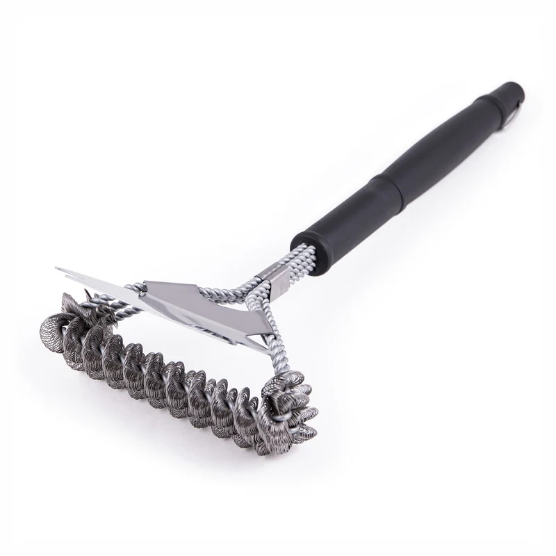 Brosse à BBQ à tête large avec triple bobine