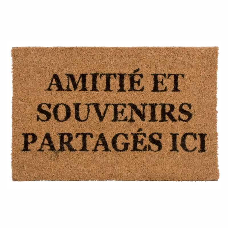 Paillasson en coco "AMITIÉ ET SOUVENIRS PARTAGÉS ICI", 16" x 24"