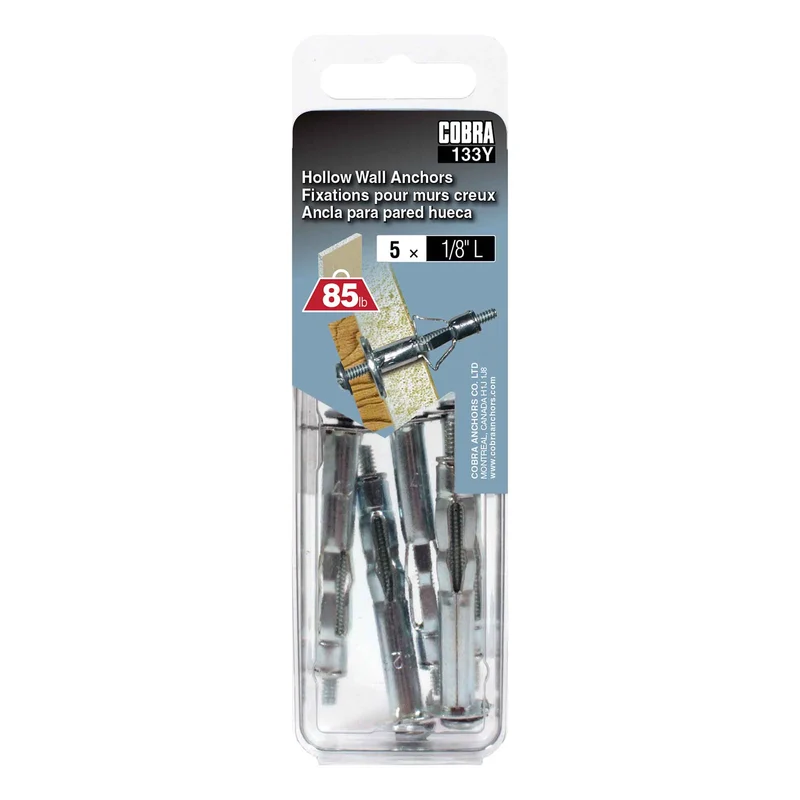 Fixation en acier pour mur creux de 1/8" (L), 5 unités