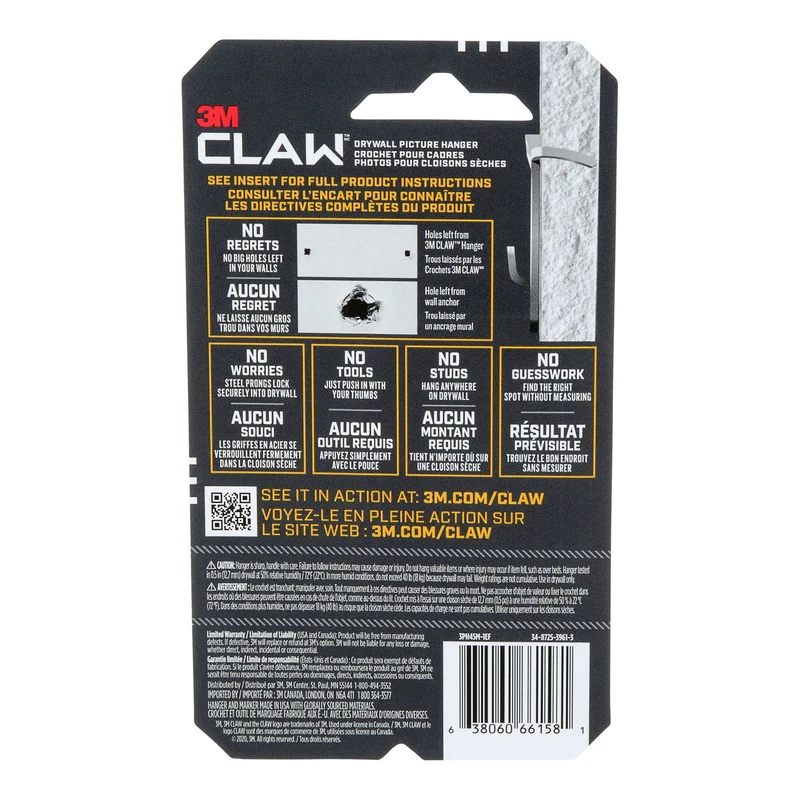 Crochet CLAW pour cadres pour cloisons sèches, 20 kg