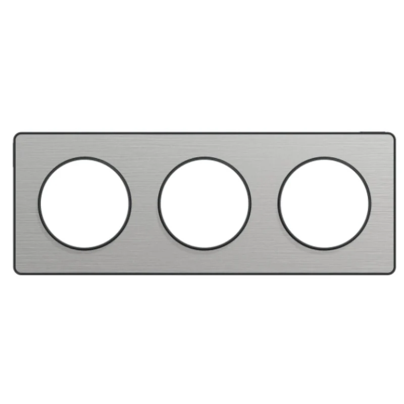 Plaque 3 postes H/V entraxe 71 mm - Odace Touch - Schneider