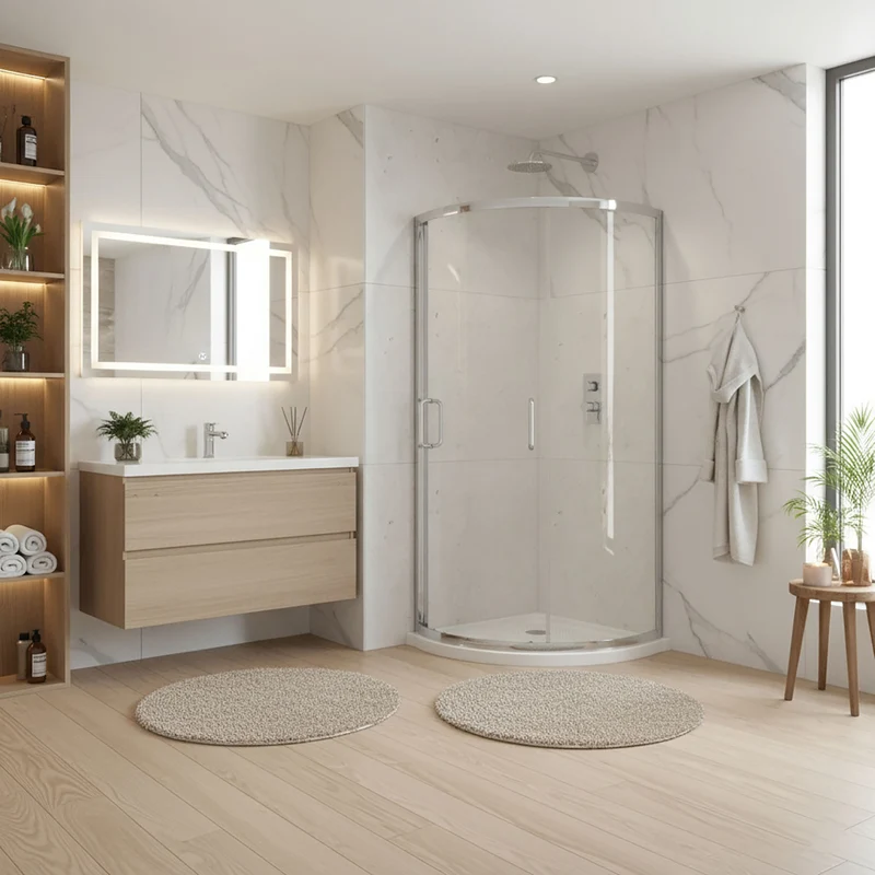 Kit de douche en coin Athabasca au fini chrome, 34'' x 34'' x 73''