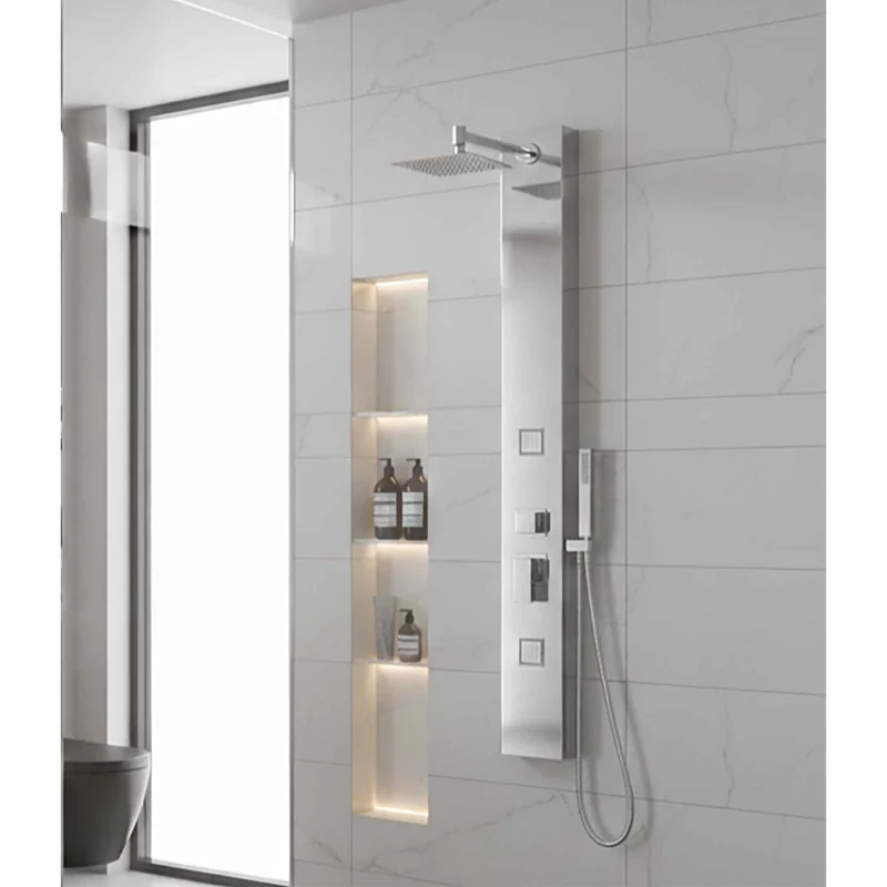 Colonne de douche en acier inoxydable chrome poli, 18,35'' x 7,08" x 57,08"