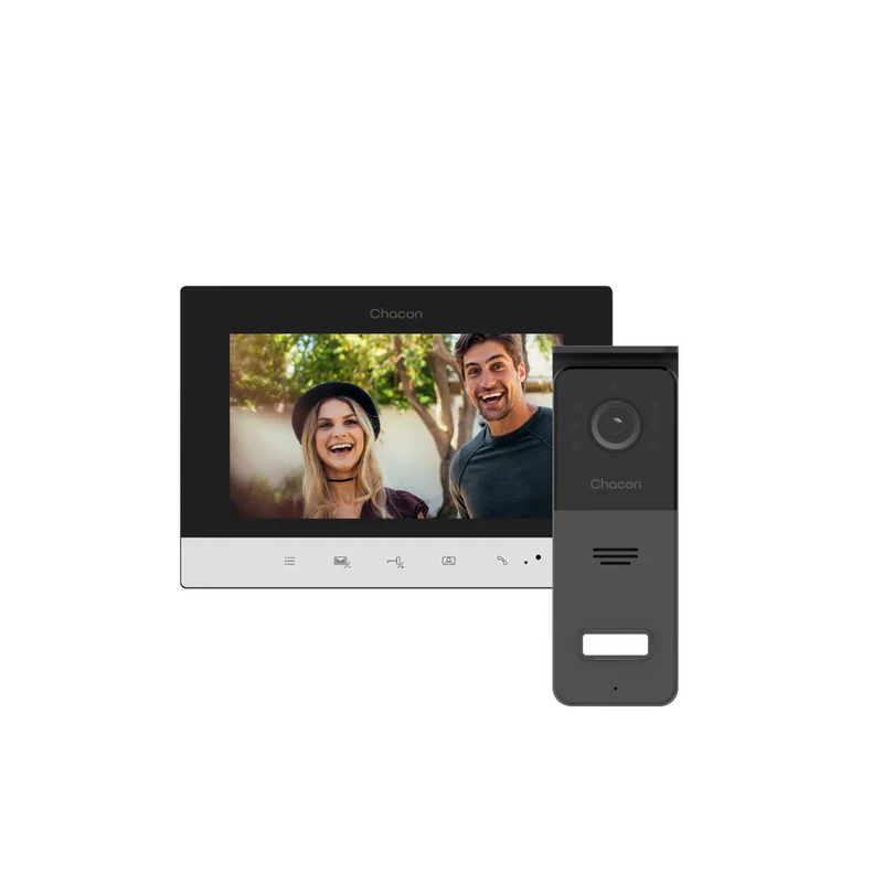 Visiophone filaire écran LCD 7'' - IP55 - Blanc et Noir - Chacon