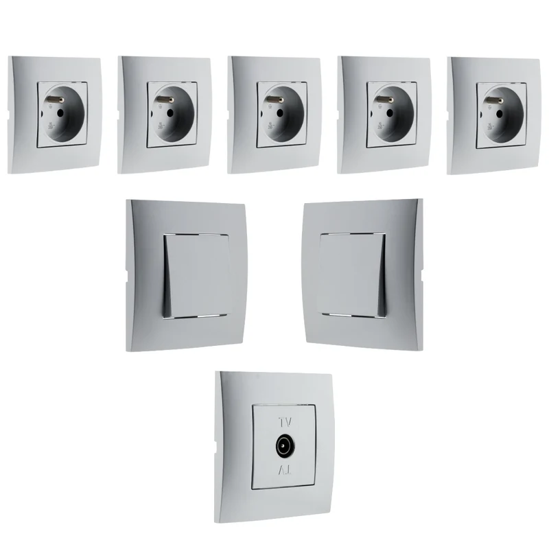 Interrupteur va et vient + prise 2P+T + TV - Simplea Zenitech