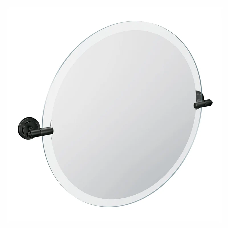 Miroir de salle de bain rond Iso, noir mat