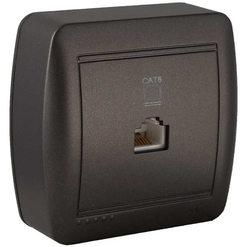 Prise RJ45 Cat 6 en saillie - Noir graphite - Solera