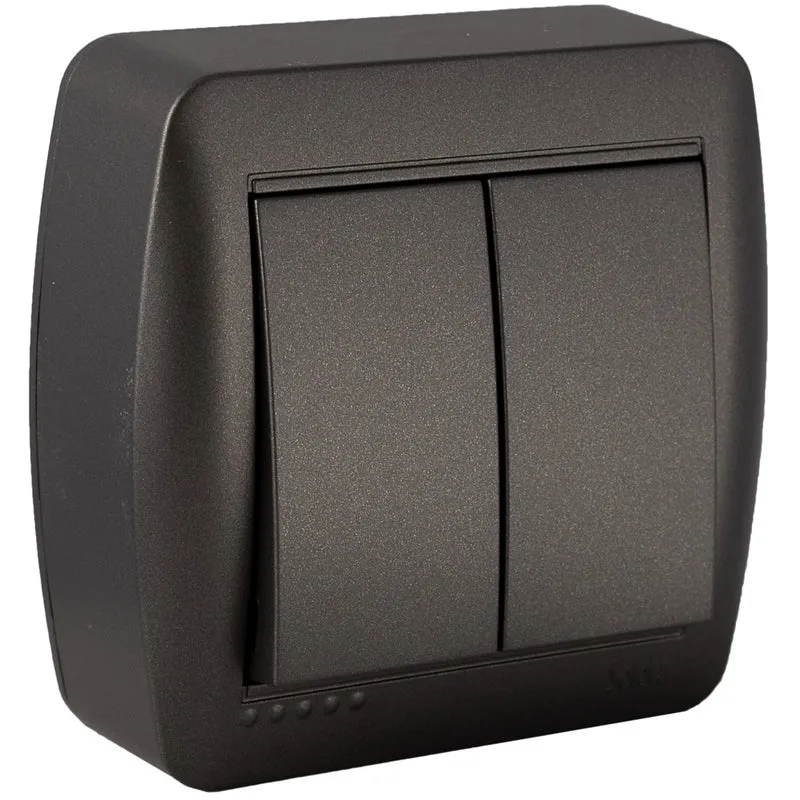 Double interrupteur va et vient en saillie - Noir graphite - Solera
