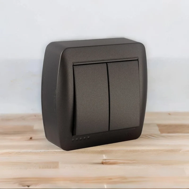 Double interrupteur va et vient en saillie - Noir graphite - Solera