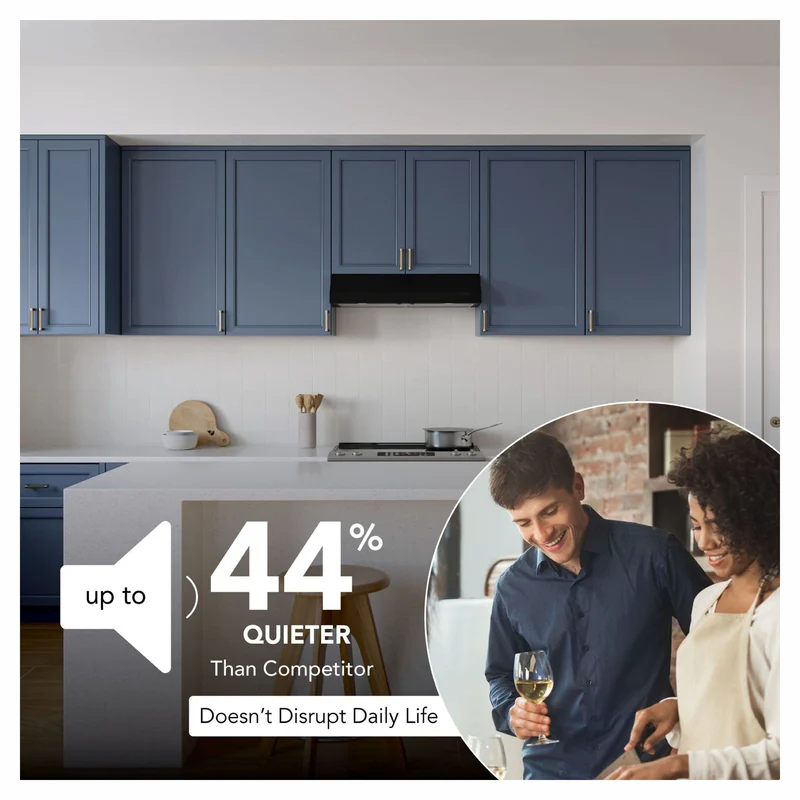 Hotte de cuisine sous-armoire Glacier de 30" avec puissance maximale de 350 pi³ / min, noir