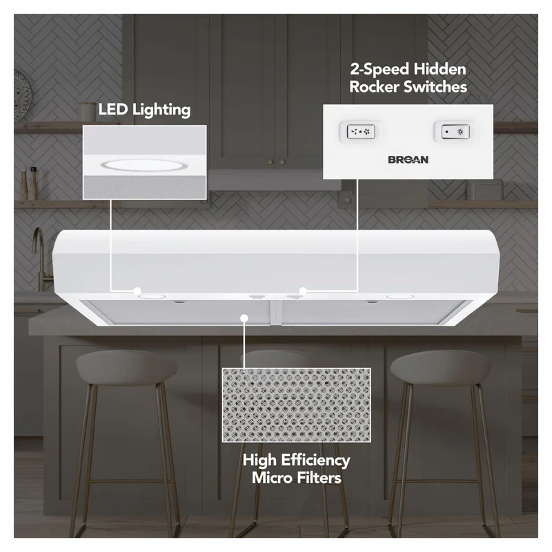 Hotte de cuisine sous-armoire Mantra de 30" avec puissance maximale de 350 pi³ / min, acier inoxydable