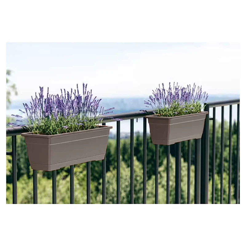 Jardinière de balcon Birka avec supports, 20'' (sable)