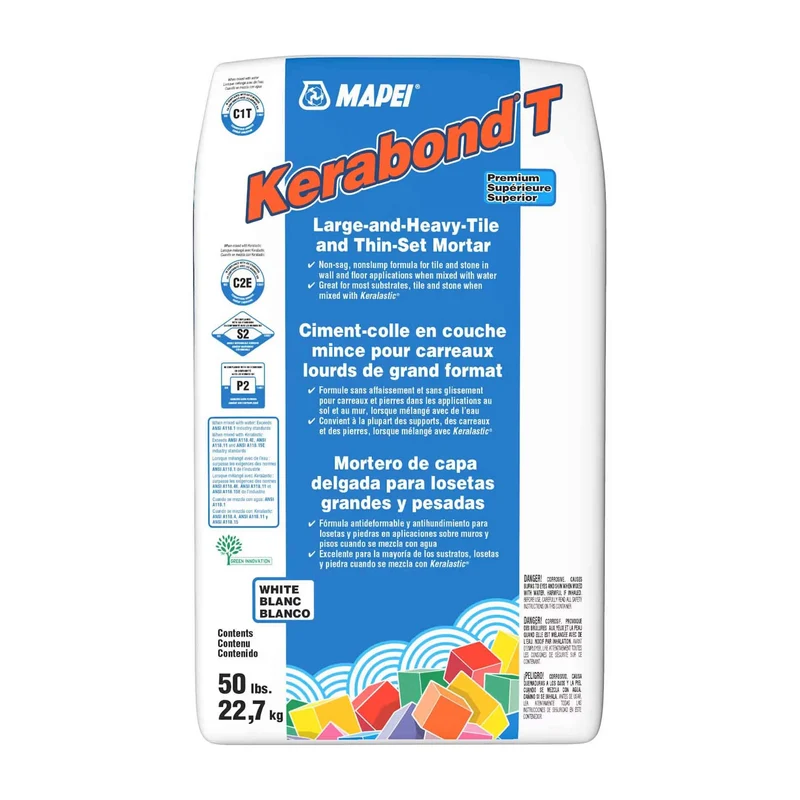 Ciment-colle blanc en couche mince pour carreaux lourds de grands formats Kerabond T, 50 lb
