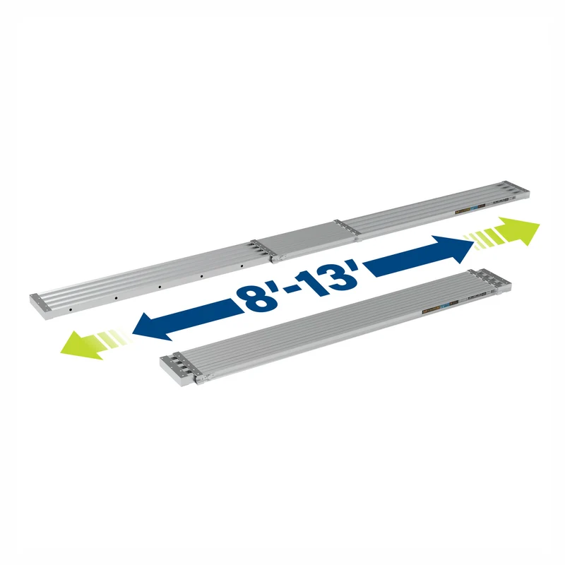 Plateforme extensible et ajustable en aluminium pour escabeaux, 8' à 13'