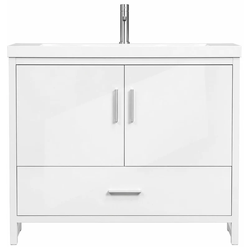 Vanité autoportante Smally en blanc brillant avec lavabo Relax S36, 35'' x 18-3/4'' x 31-1/2''