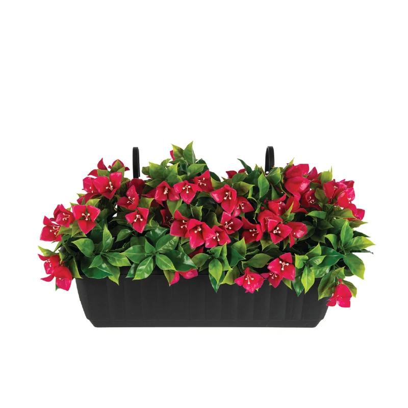 Balconnière de bougainvillier fuchsia artificielle pour rampe, 21,7" x 13" x 12,5"