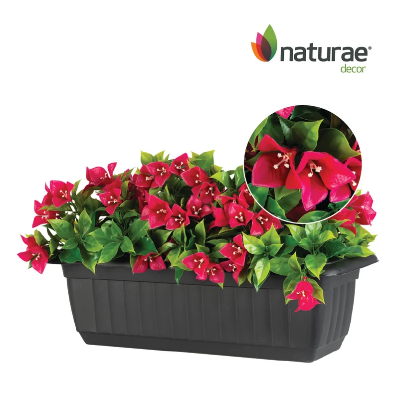 Balconnière de bougainvillier fuchsia artificielle pour rampe, 21,7" x 13" x 12,5"
