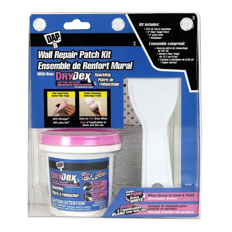 Kit de réparation murale avec plâtre à reboucher DryDex, 4 pièces