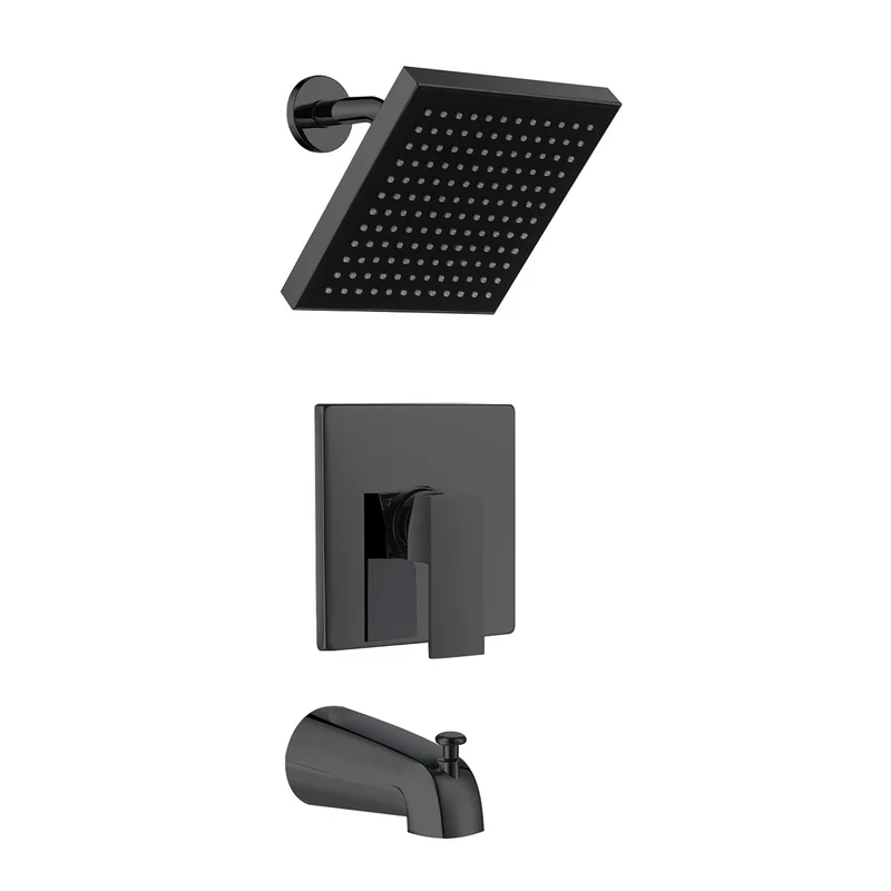 Robinetterie bain / douche à valve à pression équilibrée, noir mat