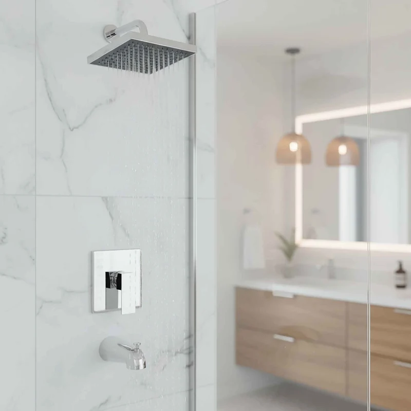 Robinetterie bain / douche à valve à pression équilibrée, chrome poli