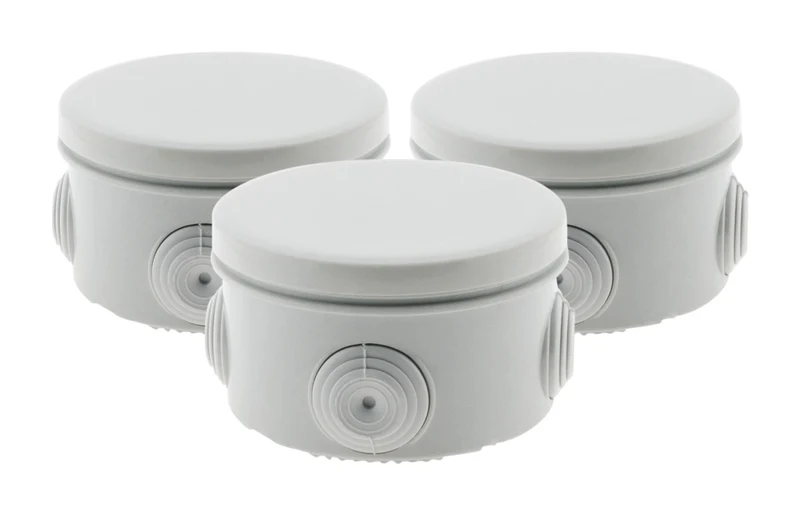 Lot 3 boîtes de dérivation IP55 Ø80x40mm - Gris - Zenitech
