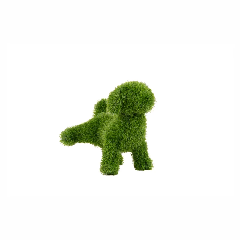Topiaire en faux gazon vert en forme de chien avec patte levée, 13''