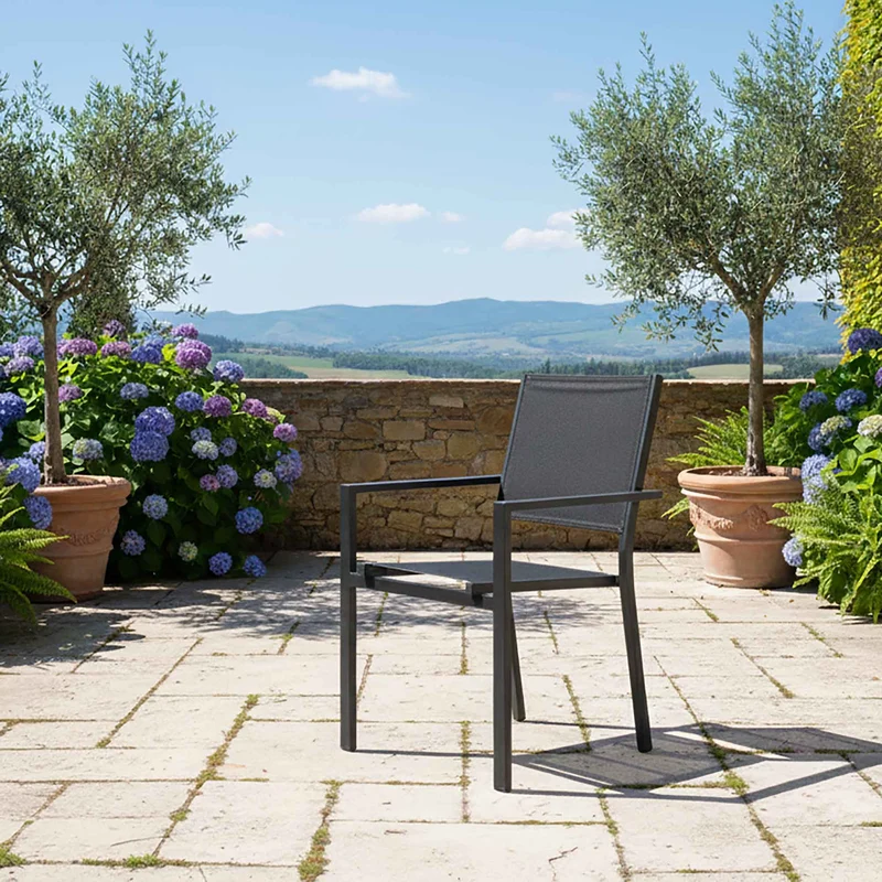 Chaise de terrasse Southport empilable en aluminium, noir