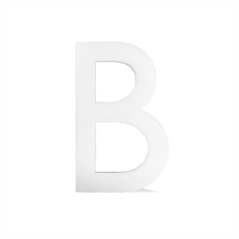 Lettre autocollantee de 4" en plexiglas, "B" (blanc)