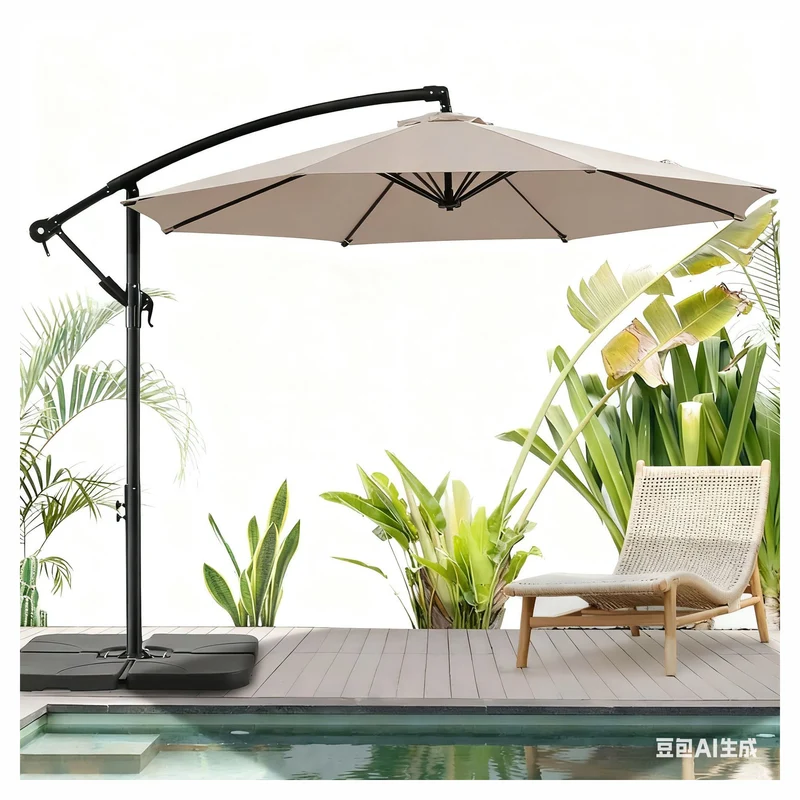 Parasol excentré haut de gamme de 10', taupe