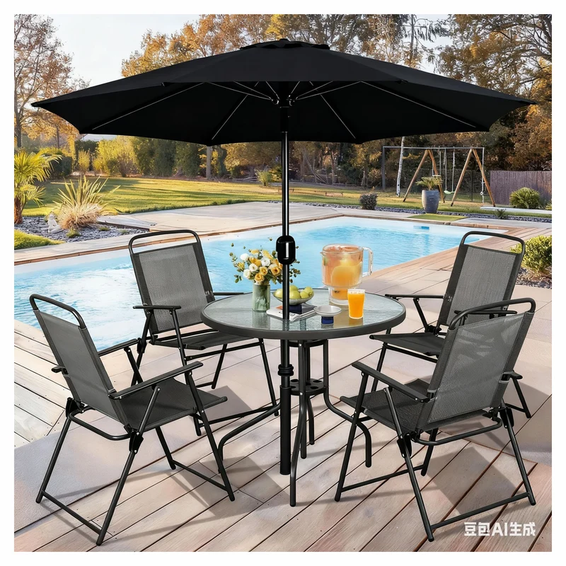Parasol de marché en aluminium de 9', noir