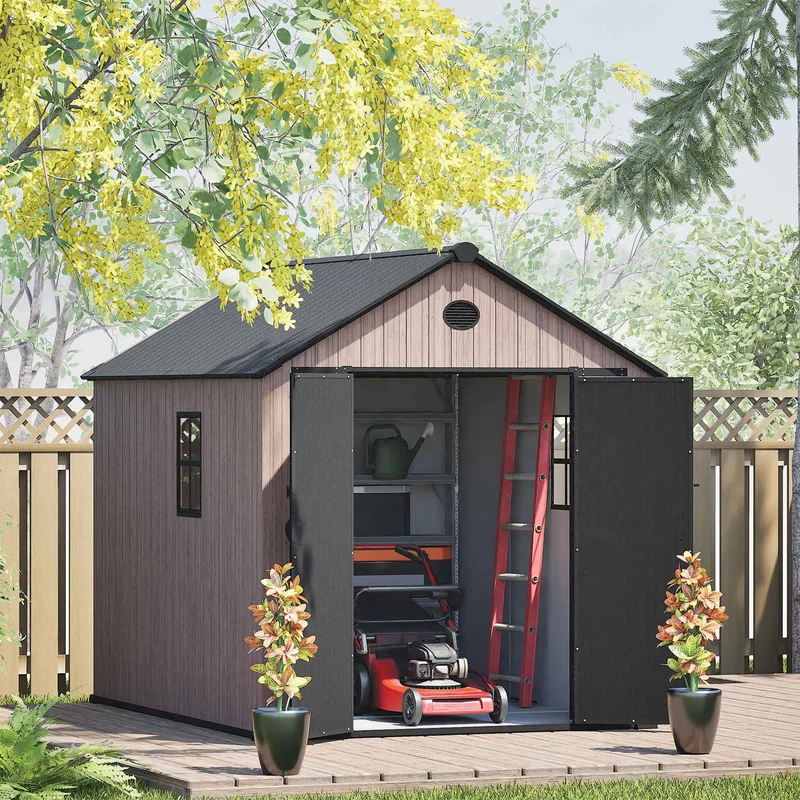 Remise de jardin en résine à 2 fenêtres, 7' x 9'