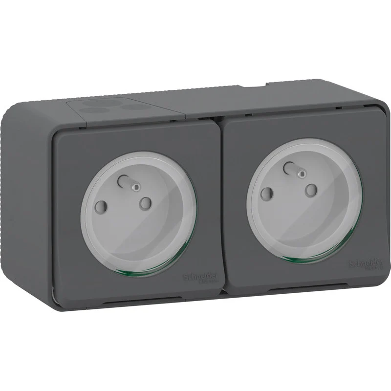 Double prise 2P+T en saillie IP55 - Mureva - Schneider