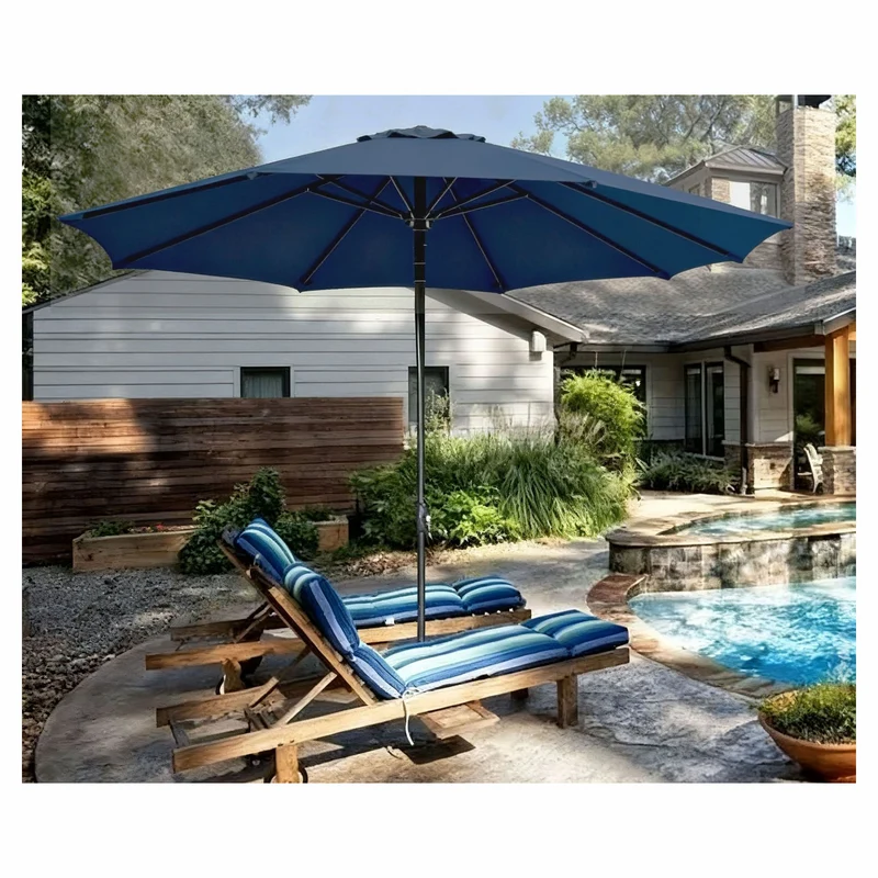 Parasol de marché en aluminium de 9', bleu