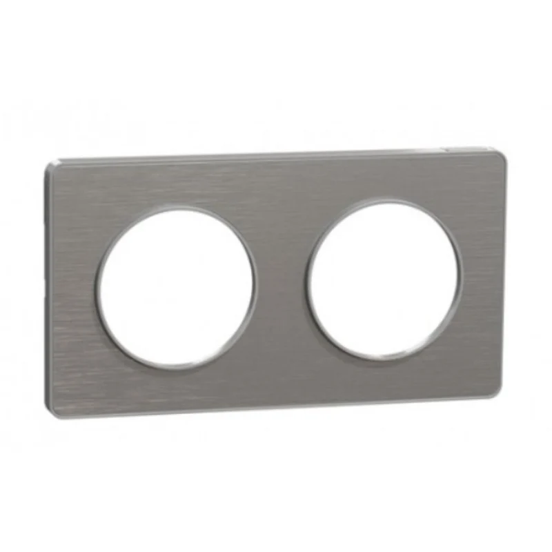 Plaque de finition 2 postes liseré alu Odace Styl - Schneider