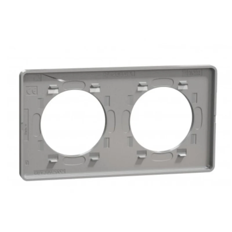 Plaque de finition 2 postes liseré alu Odace Styl - Schneider
