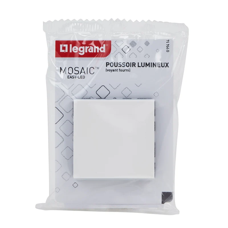 Bouton poussoir + voyant Easy-Led 6A 2 modules à composer - Mosaic - Legrand