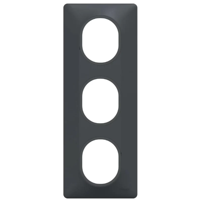 Plaque finition 3 postes verticale entraxe 71 mm - Ovalis - Schneider