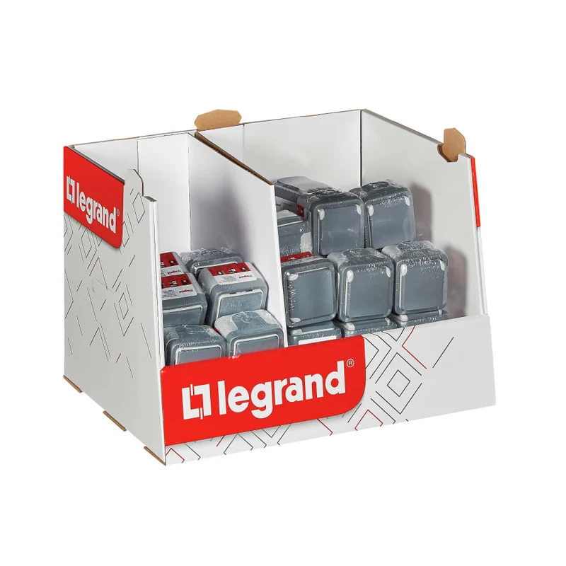 Mini Box 20 interrupteurs 10A + 40 prises 2P+T 16A saillie - Plexo - gris - Legrand